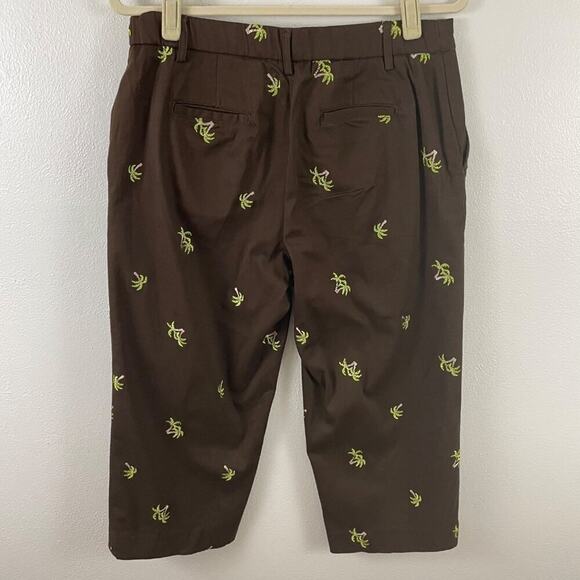 Kim Rogers Brown Pants With Embroidered Palm Trees Size 12P - Picture 7 of 8